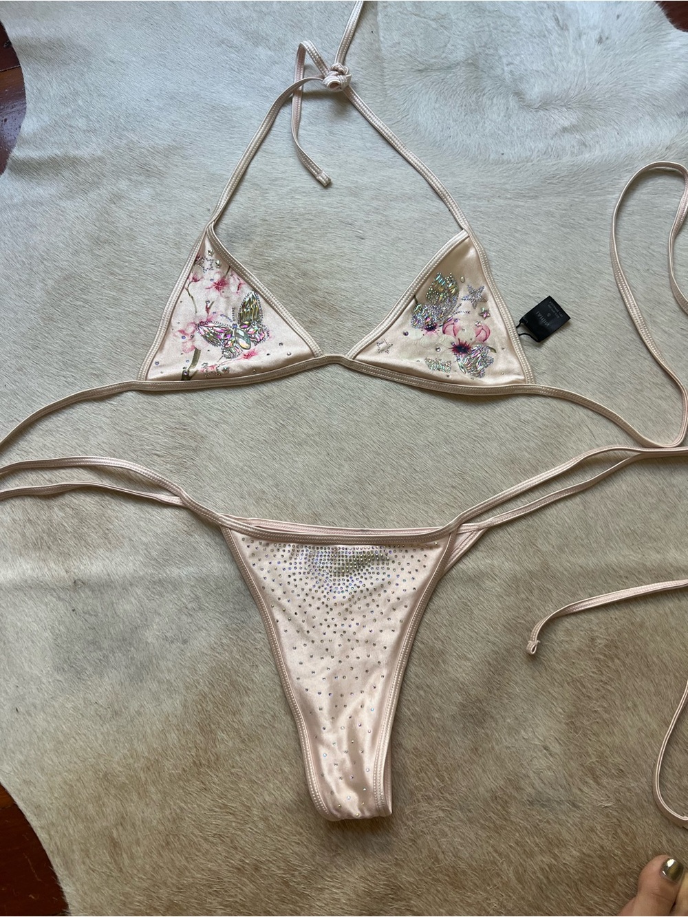 NIIHAI BUTTERFLY BIKINI IN ROSE PINK SATIN